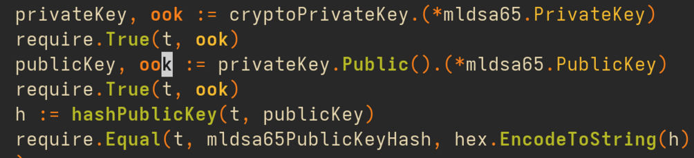 Here is a bunch of test code written in Go. The actual source code is not interesting, the point is that I accidentally typed idiomatic boolean variable in Go as ook. Which is a reference to The Librarian from an Unseen University from Discworld series.

There's already hex inside :-)