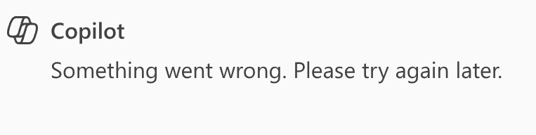 Copilot response Something went wrong. Please try again later.